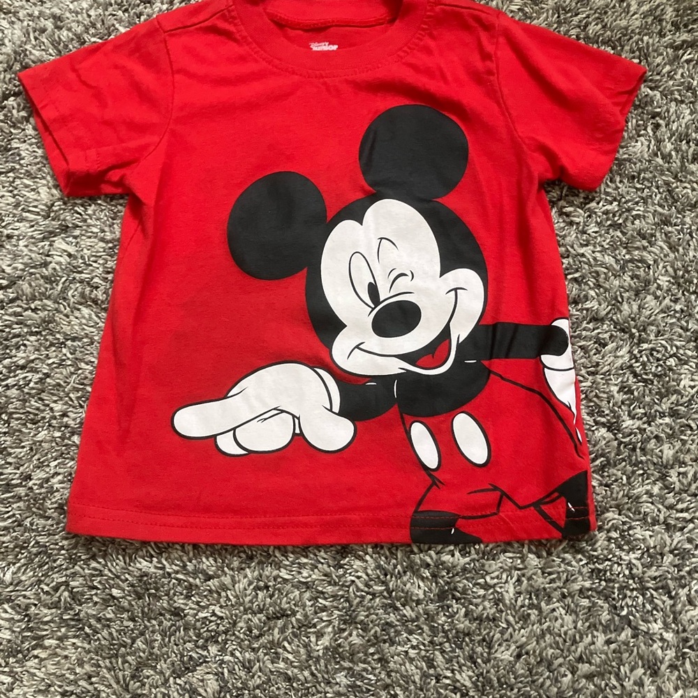 Disney Red and Black Mickey Mouse Short Sleeve Tee